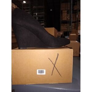 Jessica Simpson Women's Cash Slip on Wedge, Black Suede 8.5M